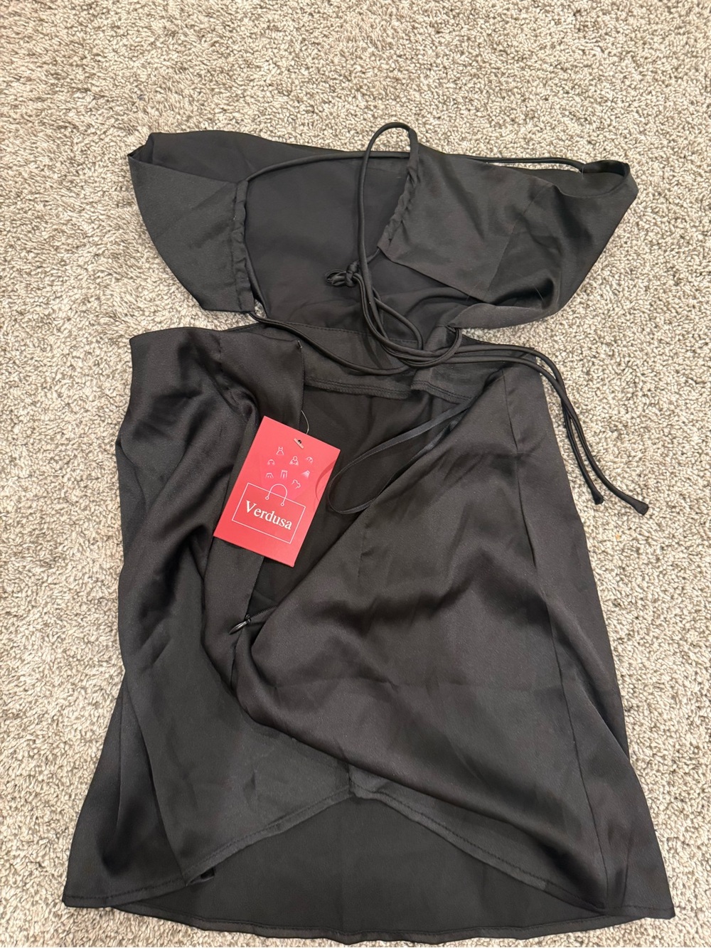 Black Satin Mini Dress with Spaghetti Straps